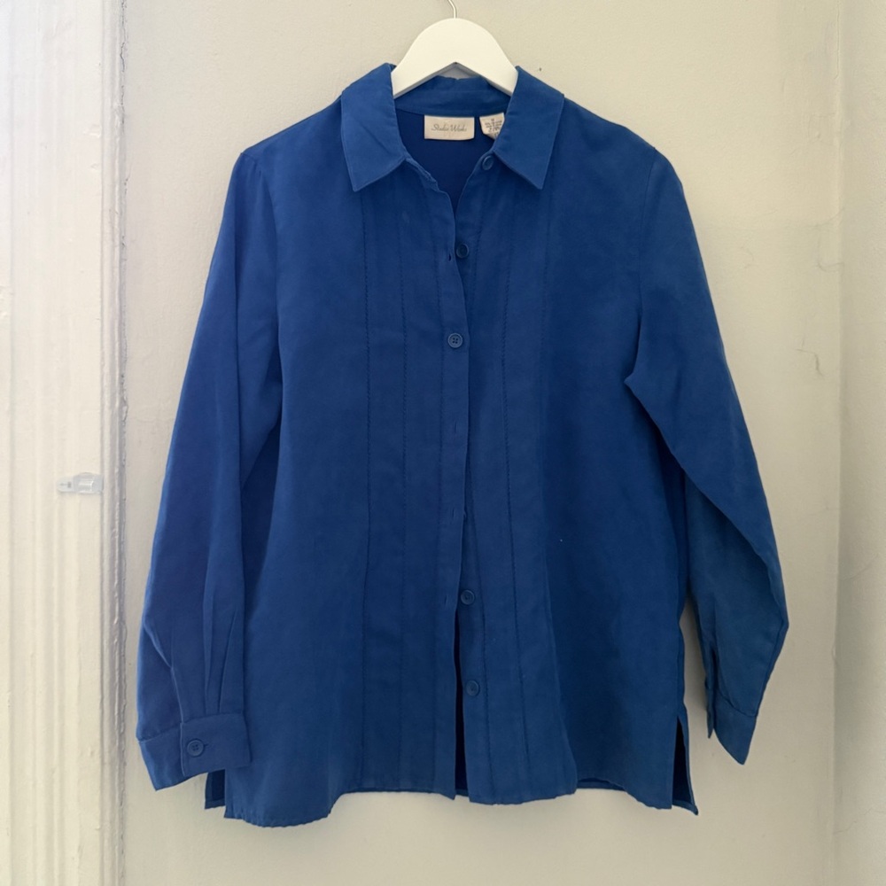 Blue Suede Western Button Up Shirt